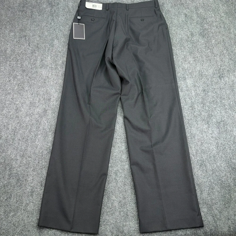 Sean John Dress Pants Mens 34x32 (Fits 34x33) Grey Flat Front Trousers
